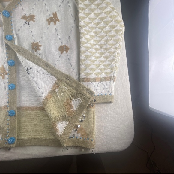 Storybook Knits Cream Cardigan with Blue Accents - Picture 9 of 13